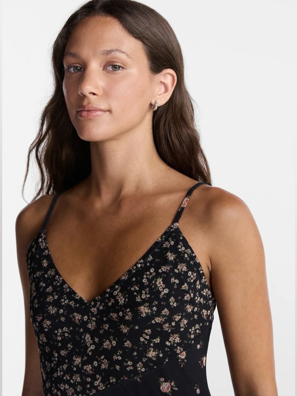 NWT No Boundaries Cream and Brown Asymmetrical Slip Dress